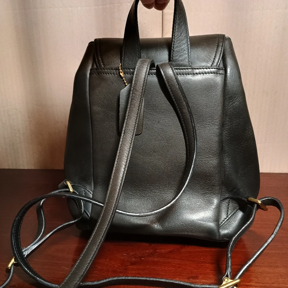 Coach Vintage Legacy #9858 Leather Black Backpack with Gold Hardware